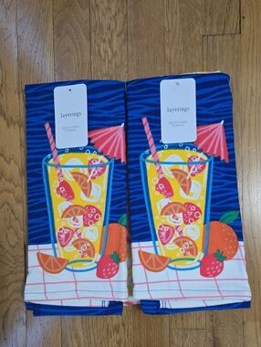 LAYERINGS BRAND SPRING & SUMMERTIME KITCHEN HAND TOWELS BUNDLE OF 4 TOWELS